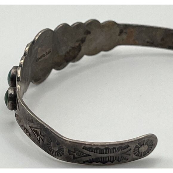 Vintage Native American Sterling Silver Turquoise Cuff Bracelet - Picture 3 of 6